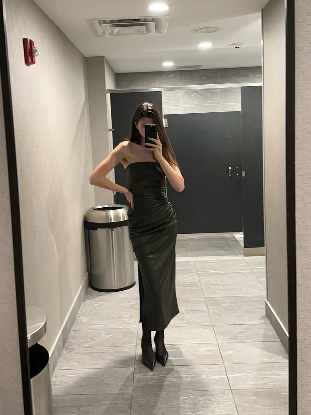 Zara Strapless Olive Green Midi Dress